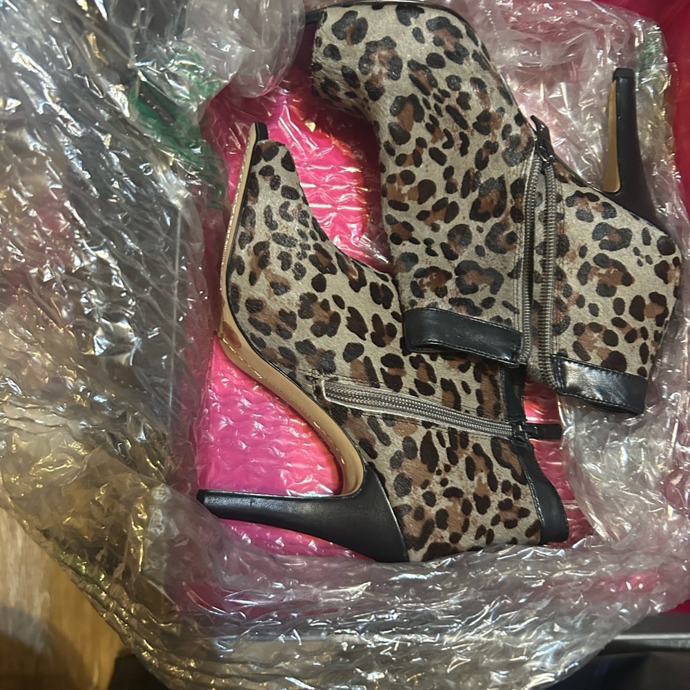 Vince Camuto Leopard Print Heeled Boots